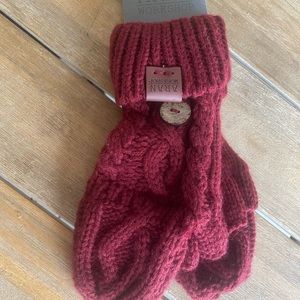 Aran Workshop Maroon Chunky Knit Mittens